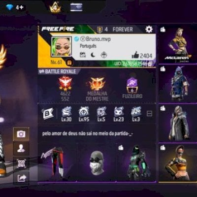 🔥 CONTA FREE FIRE — 5 ANOS | ANGELICAL FEMININA  | 197 SKINS DE ARMAS