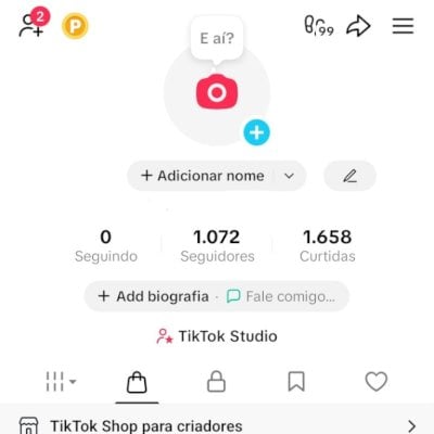 CONTA TIK TOK 1K DE SEG E 1,6K DE CURT (SHOP ATIVO) CONTAS TIK TOK SHOP