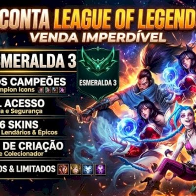 Conta de lol esmeralda 3, 176 skins com todos os campeoes , level 537