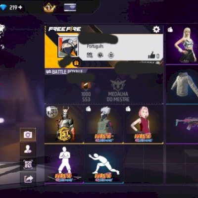 CONTA COM SAMURAI ESCARLATE + 2 SKINS DO NARUTO + EMOTE DE ENTRADA NOVE CAUDAS