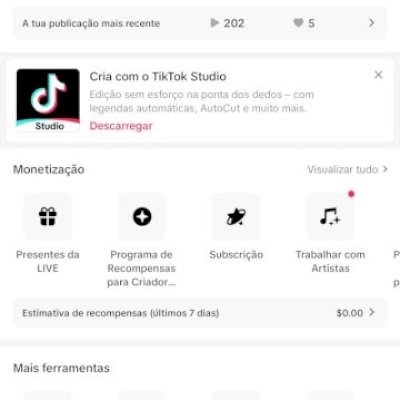 Conta tiktok não não monetizada