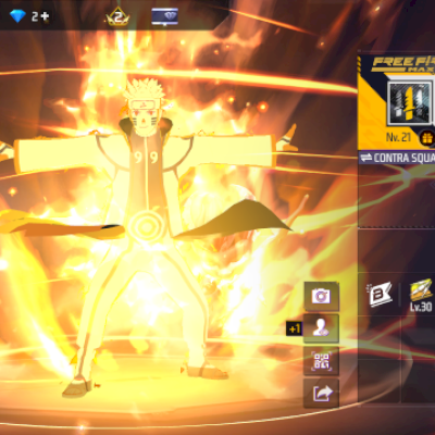 [BARATINHA] CONTA COM UMP ROXA +2 VEL, SKIN DO NARUTO E PASSE BOOYAH ATIVO!