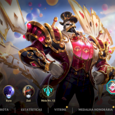 185 Skins,Zed Lendario do Faker,alta win rate,top 200 ryze e outros