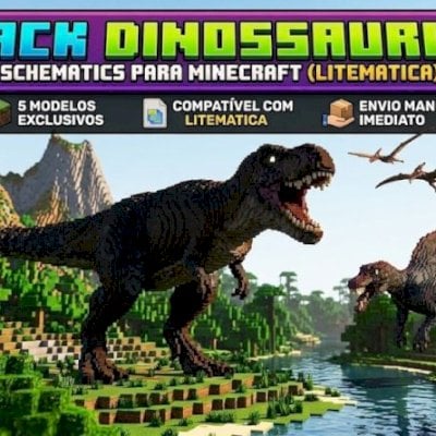 SCHEMATICS DE MINECRAFT - PACK DE DINOSSAUROS DE JURASSIC PARK (PROMOÇÃO FÉRIAS)