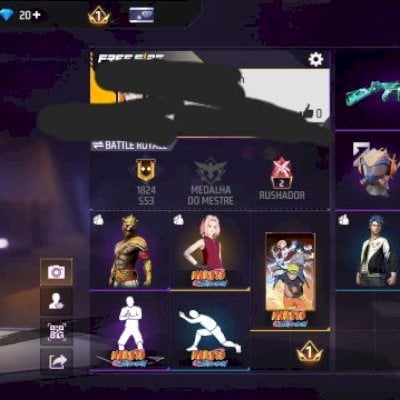 SAKURA + NASCIDO DA LUZ + 2 EMOTES DO NARUTO + BIO DE BATALHA + MOCHILA TSUNADE