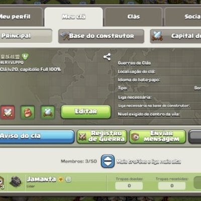 Clã lv20 Full capitólio e tropas + cv16 rushada de brinde
