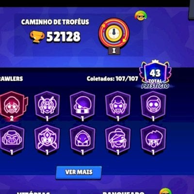 🔥 CONTA BRAWL STARS 52K TROFÉUS | 107/107 BRAWLERS (TODOS) | 10 LENDÁRIAS 🔥
