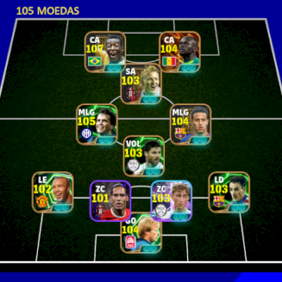 Conta efootball com Pelé 107 e Mané 104