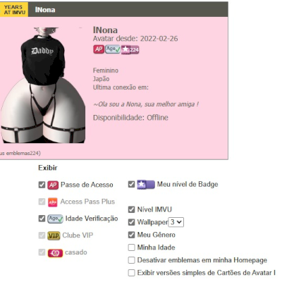 IMVU Conta Feminina (lnona) (AP)(+3 Anos)(+300 Outfits)