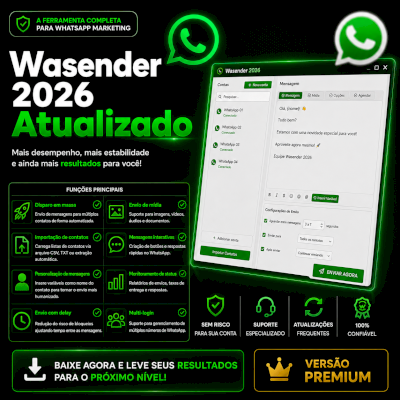 🛒 • WA SENDER PC (DISPARO WHATSAPP) 🔥🟢 (ATUALIZAÇÃO 2026) 🟢