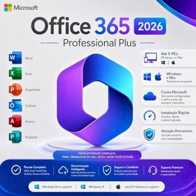Licença Office 365 - Chave Original e vitalícia- Digital 2026