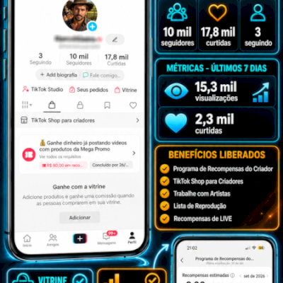 TikTok Shop Liberada | 10K Seguidores | Monetizada e Pronta para Crescer