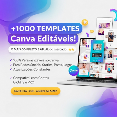 Pacote Completo: +1000 Templates Editáveis para Canva - Atualizado 2025