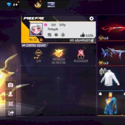 Conta Free Fire Nvl 62 | 3 Evolutivas (UMP Lv6) | Gola Alta + 67 Emotes