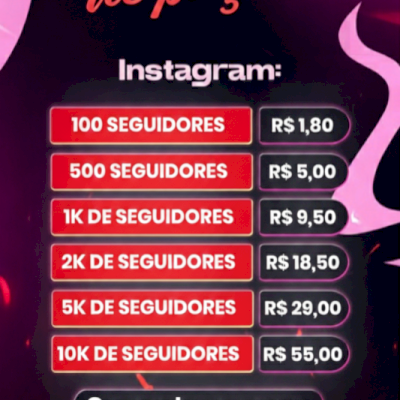Tabela de seguidores no precinho