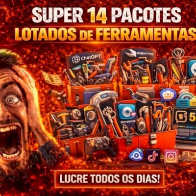 🔥 SUPER PACOTÃO 14 EM 1 – Cursos + Ferramentas Premium + Robôs