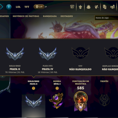 Prata 2 com TODOS os Champs e 149 Skins ( SUP / ADC / JG )