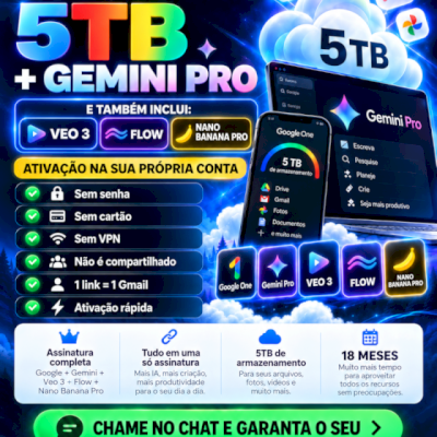GOOGLE ONE 5TB + GEMINI PRO — 18 MESES