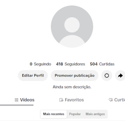 CONTA TIKTOK 418 SEGUIDORES E 504 CURTIDAS (CONTAS TIK TOK)
