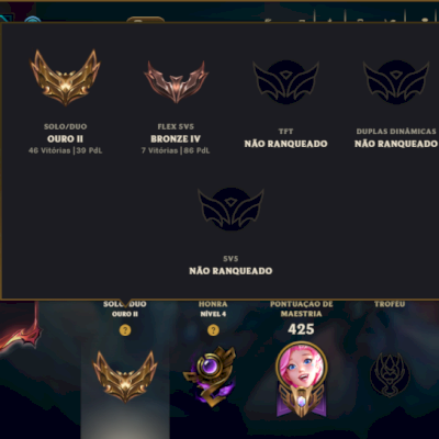 Ouro 2 com 110 Champs e 289 Skins +9 Prestigios