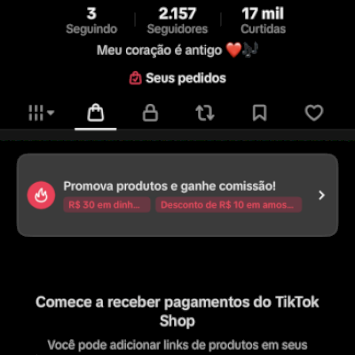 Conta nova com mais de 2 mil seguidores, tik tok shopp já ativo só cadastrar
