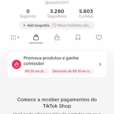 CONTA DO TIKTOK COM SHOP ATIVO +3K SEGUIDORES + LIVES ATIVAS (ENGAJAMENTO REAL)