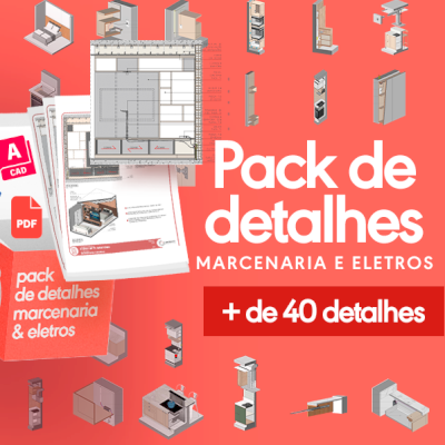 Pacote com 40 detalhamentos de projetos de Marcenaria