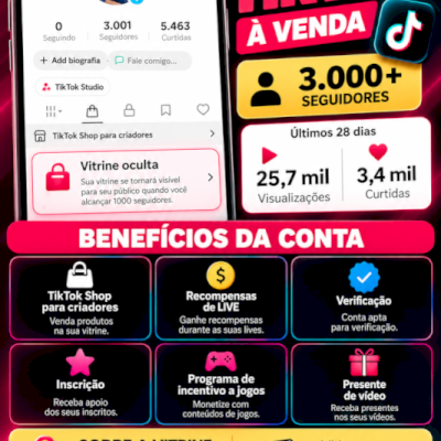 TikTok Shop BR | 3,5k seguidores |  Pronta para Crescer