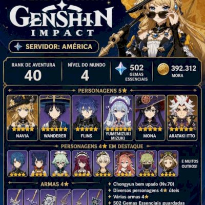 🌸 VENDO CONTA GENSHIN IMPACT - SERVIDOR AMÉRICA 🌸