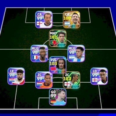 Conta efootball com Messi 111 e bouaddi 104