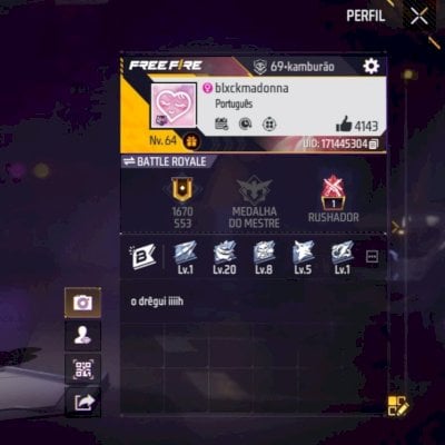 CONTA FF ANTIGA (ID 9 DÍGITOS) - LVL 64 - ANGELICAL FEM + OBSERVADOR 1937 + ELFA