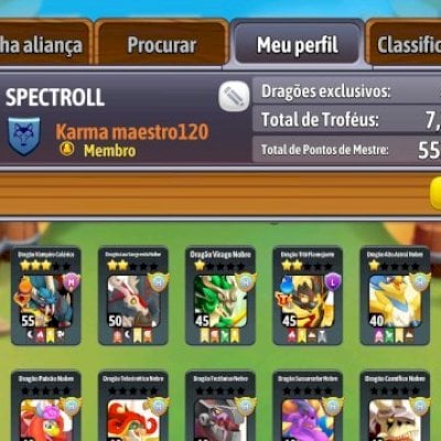 Conta dragon City 8 anos muito upada cheia de heroico bom
