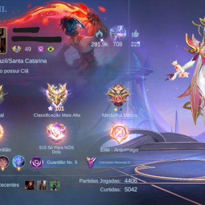 CONTA MLBB | 229 SKINS | 90 HERÓIS | MITICO IMORTAL