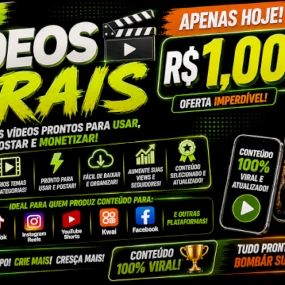 969 Vídeos Virais Pack 3 –TikTok, Reels, Shorts, Kwai e Facebook-ENTREGA AUTOMÁT