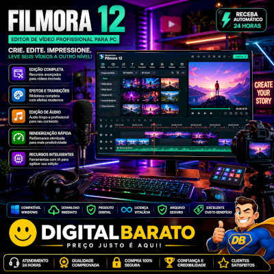 🔥 FILMORA 12 PRO PC 🎬 Edição Profissional Com Qualidade Total 🚀✨