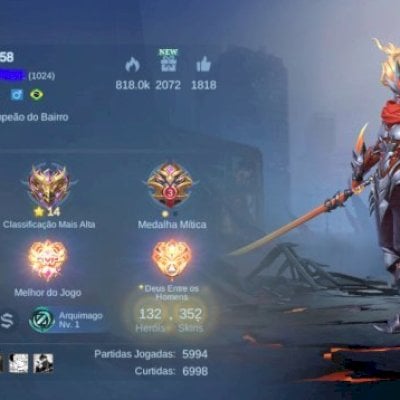 Conta lenda III (e subindo), todos heróis e emblemas full, 352 skins