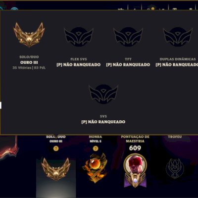 Ouro 3 com TODOS os Champs e 338 Skins ( MID / JG ) - ( Nivel 505 )