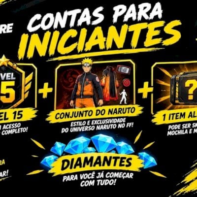 ⭐ CONTA FREE FIRE PARA INICIANTE - CONJUNTO NARUTO E DIAMANTES