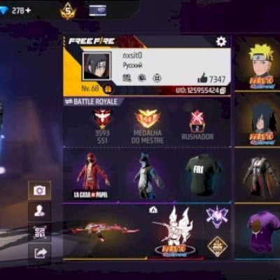 CONTA DE FREE FIRE RARA E GEMADA – NIVEL 68 🔥