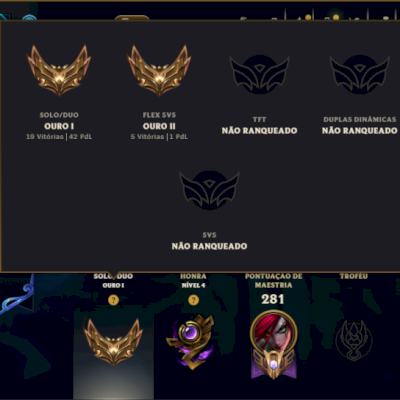 Ouro 1 com 110 Champs e 67 Skins ( MONO MID )