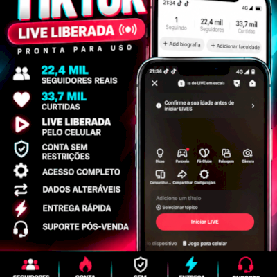 🔥 **CONTA TIKTOK LIVE | 22,4K SEGUIDORES**