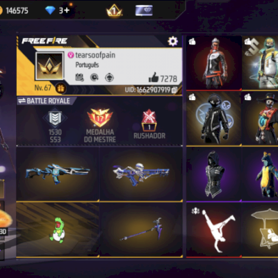 🔥  CONTA FF | NVL.67 | +400 PEITORAIS | DINO JEANS | SOMBRA ROXA | DUNK MASTER