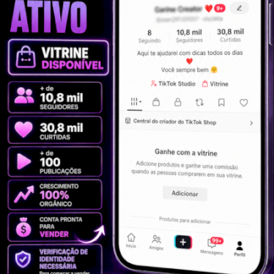 TikTok Shop com mais 10,8K Seguidores, 100% Orgânica e +100 Publicações+Studio