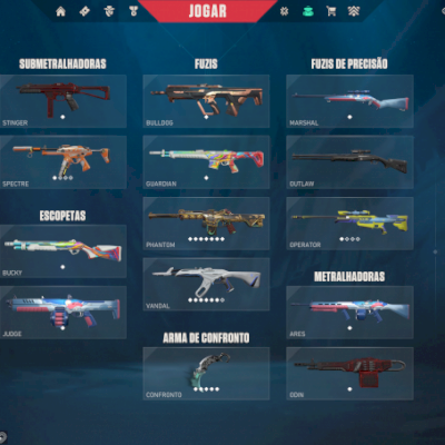CONTA VALORANT - COM KARAMBIT SAQUEADORA E MUITAS SKINS DE VANDAL - 1225 VP