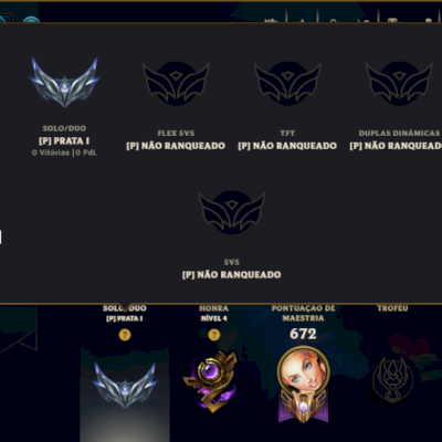 Prata 1 com TODOS os Champs e 203 Skins ( MID / ADC / JG ) - ( Nivel 333 )