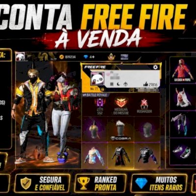 Conta FF Lv.77 + La Casa de Papel + 650 peita + 430 calça+ Cobra + Mestre 17