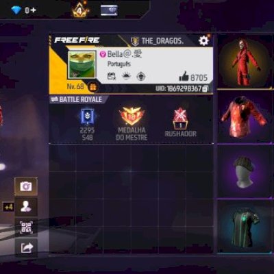 Conta de Free Fire antiga, com várias armas com velocidade de recarga