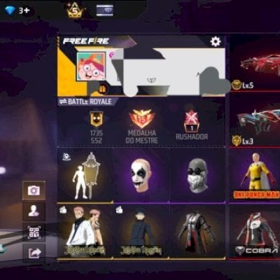 conta free fire com angelical, bandeirão, punho, armas evolutivas etc..