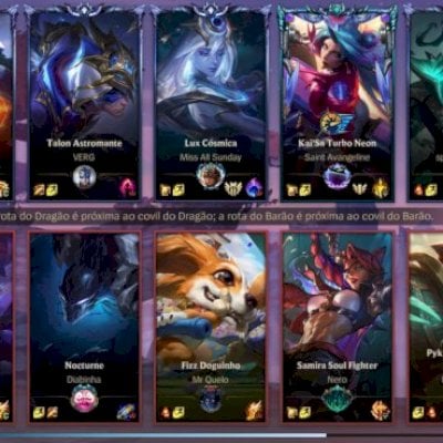 Conta de wild rift  tem quase cem skin quase grande mestre
