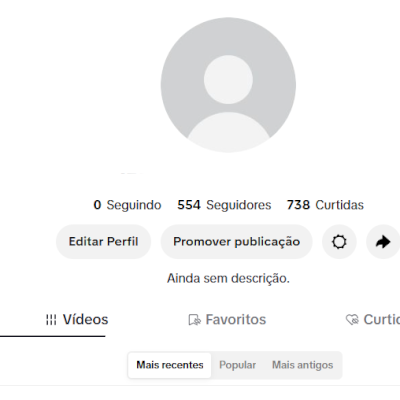 CONTA TIKTOK 554 SEGUIDORES E 738 CURTIDAS (CONTAS TIK TOK)